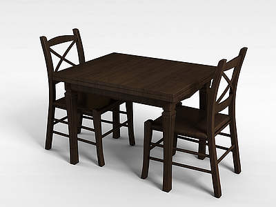 3d二人餐桌椅组合模型