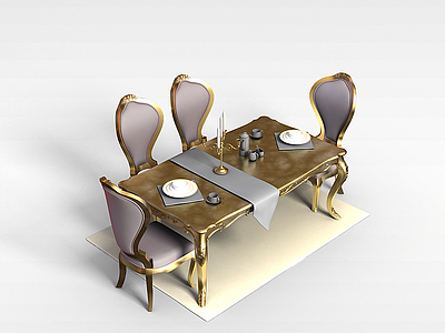3d奢华桌椅组合模型