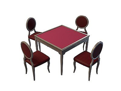 麻将桌椅组合模型3d模型