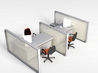 3d办公室桌椅模型