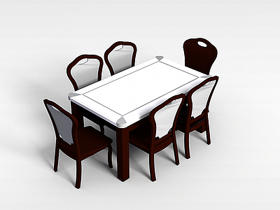 时尚家居餐桌椅组合模型3d模型