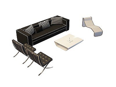 时尚办公沙发茶几组合模型3d模型