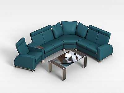 会所沙发茶几组合模型3d模型
