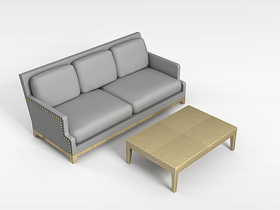 3d卧室沙发茶几组合模型