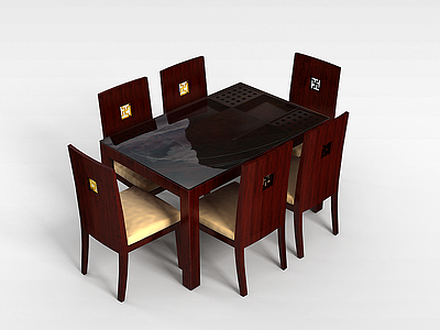 玻璃台面餐桌模型3d模型