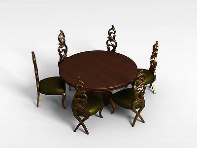 创意欧式餐桌椅模型3d模型