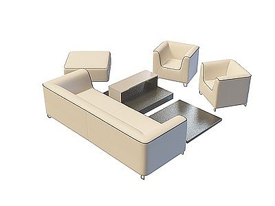 3d现代皮艺沙发茶几免费模型