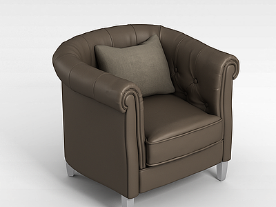 欧式皮革单人沙发模型3d模型