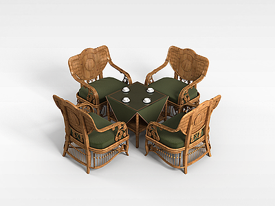 3d欧式茶桌椅模型