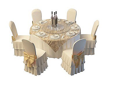 欧式餐桌椅组合模型3d模型