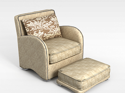 3d欧式单人沙发组合模型