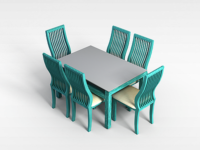 3d中式乡村餐桌椅模型