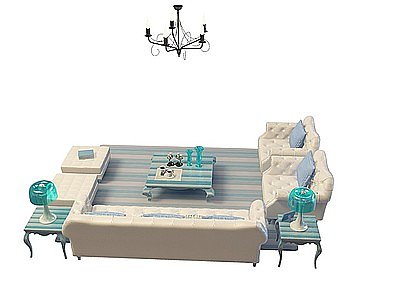 现代舒适沙发茶几模型
