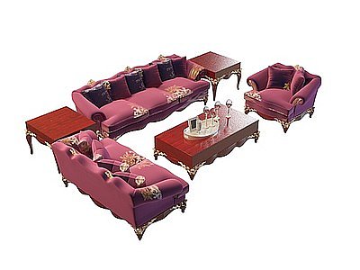 欧式精美沙发茶几模型3d模型