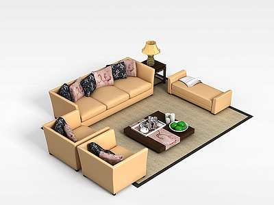 独立组合沙发茶几模型3d模型
