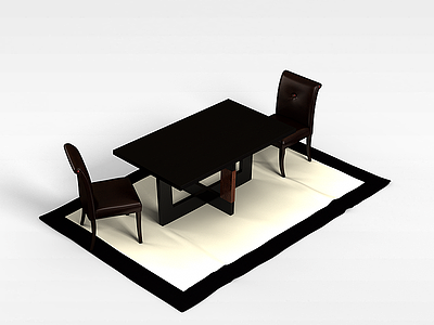3d双人餐桌椅模型