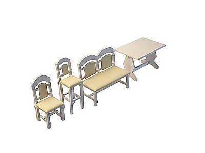 欧式实木桌椅模型3d模型
