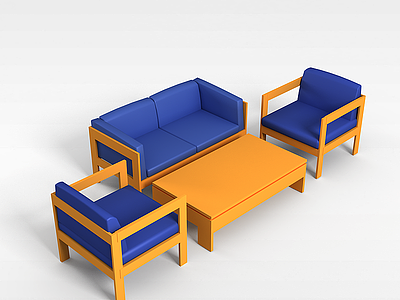 木质布艺沙发茶几模型3d模型