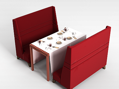 3d浪漫餐桌椅组合模型