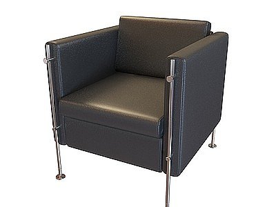 3d黑皮单人沙发免费模型