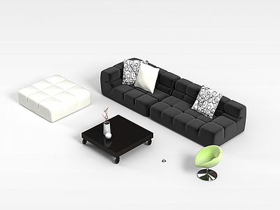 软包沙发茶几组合模型3d模型