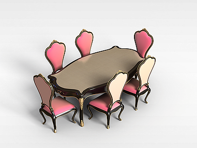 3d欧式高档桌椅模型