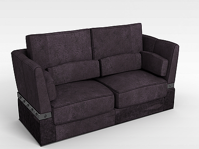 紫色双人沙发模型3d模型