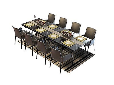 豪华就餐桌椅模型3d模型