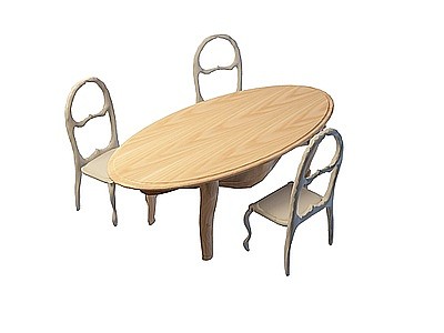 椭圆形餐桌椅模型3d模型