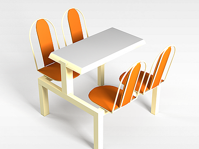 连体餐桌椅模型3d模型