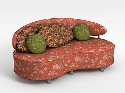 3d弧形现代布艺双人沙发模型