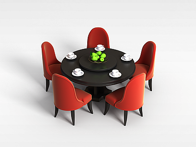 圆形餐桌椅模型3d模型