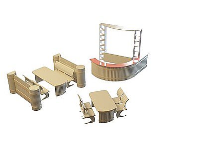3d饭店就餐桌椅免费模型