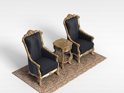 沙发桌椅组合模型3d模型