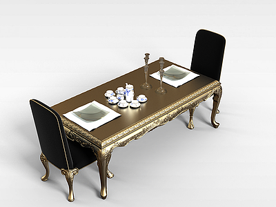 欧式雕花桌椅模型3d模型