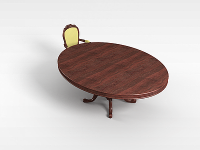 3d欧式简约圆形桌椅模型