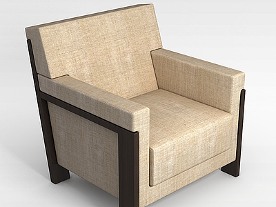 3d现代布艺单人沙发模型