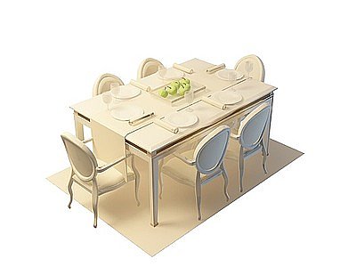 3d欧式时尚餐桌椅免费模型