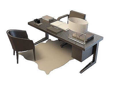 现代办公桌椅模型