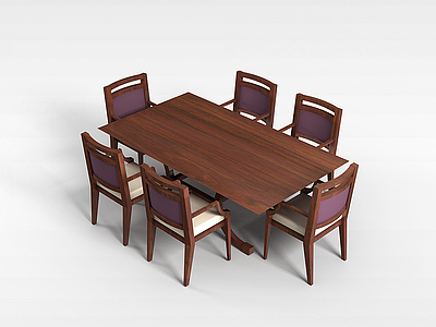 3d木质餐桌椅模型