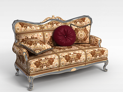 3d豪华欧式双人沙发模型