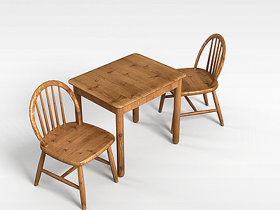 田园实木桌椅模型3d模型