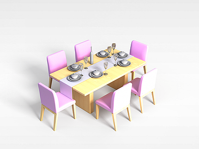 时尚餐桌椅组合模型3d模型
