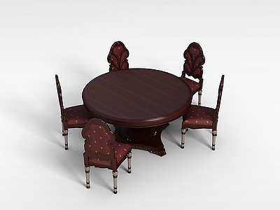 欧式雕刻桌椅模型3d模型