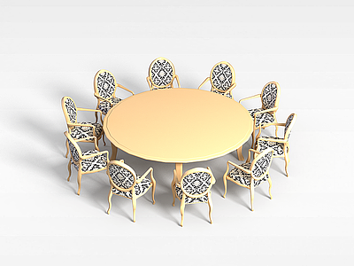 3d意式桌椅组合模型