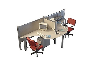 职员办公桌椅模型