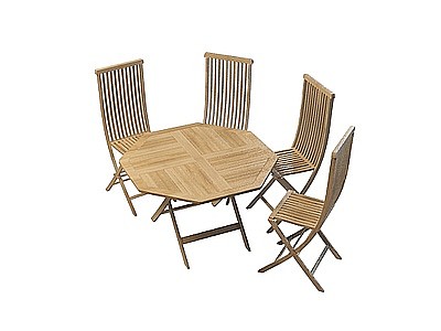 户外实木桌椅模型3d模型