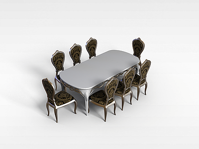 3d欧式雕花桌椅模型