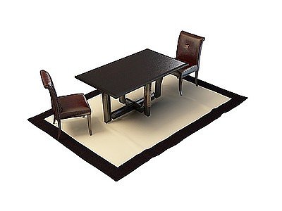 双人桌椅模型3d模型