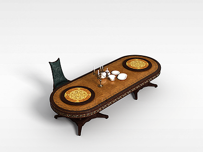 奢华单人餐桌椅模型3d模型